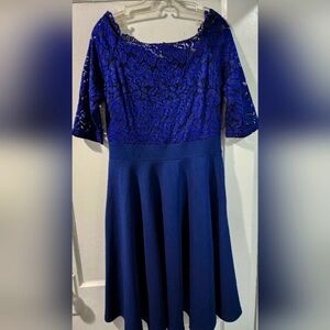 Elegant Blue Lace Dress